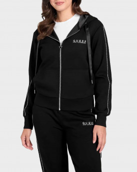 GUESS NEW HOOD WOMEN'S ZIP HOODIE - W6RQ12KBYE2                      - BLACK