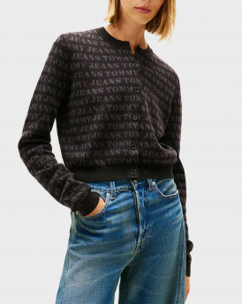 TOMMY JEANS WOMEN'S CROPPED KNIT CARDIGAN - DW0DW22030 - BLACK