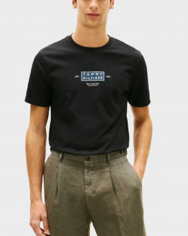 TOMMY HILFIGER HERITAGE LOGO ΑΝΔΡΙΚΗ ΚΟΝΤΟΜΑΝΙΚΗ ΜΠΛΟΥΖΑ - MW0MW42392 - ΜΑΥΡΟ