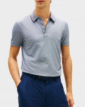 TOMMY HILFIGER ΑΝΔΡΙΚΗ ΚΟΝΤΟΜΑΝΙΚΗ ΜΠΛΟΥΖΑ ΠΟΛΟ HALF-ZIP - ΜW0MW41774 - ΜΠΛΕ