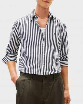 TOMMY HILFIGER ΑΝΔΡΙΚΟ ΡΙΓΕ ΠΟΥΚΑΜΙΣΟ - MW0MW42440 - ΜΑΥΡΟ