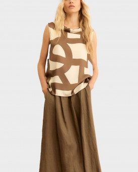 EMME BY MARELLA EMMGOMMOSO WOMEN'S SATIN SLEEVELESS TOP - 26151611422 - BEIGE