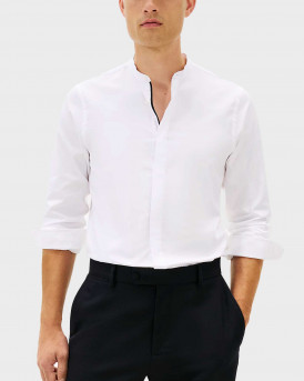 TOMMY HILFIGER ΑΝΔΡΙΚΟ ΠΟΥΚΑΜΙΣΟ ΜΕ ΜΑΟ ΓΙΑΚΑ - MW0MW41832 - ΑΣΠΡΟ