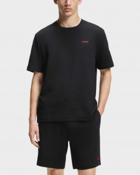 HUGO AUSTIN ΑΝΔΡΙΚΗ ΚΟΝΤΟΜΑΝΙΚΗ ΜΠΛΟΥΖΑ ΜΕ WAFFLE ΠΛΕΞΗ - 50532011  - ΜΑΥΡΟ