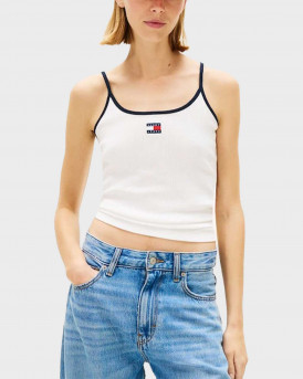 TOMMY JEANS BADGE ΓΥΝΑΙΚΕΙΟ ΑΜΑΝΙΚΟ ΤΟΠ - DW0DW22261 - ΕΚΡΟΥ