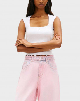 TOMMY JEANS ΓΥΝΑΙΚΕΙΟ ΑΜΑΝΙΚΟ ΓΚΟΦΡΕ ΤΟΠ - DW0DW22220 - ΕΚΡΟΥ