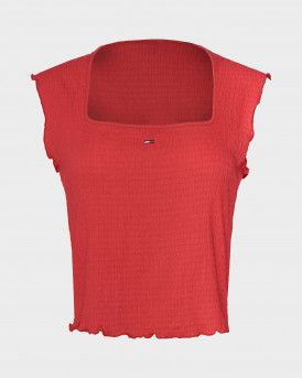 TOMMY JEANS ΓΥΝΑΙΚΕΙΟ ΑΜΑΝΙΚΟ ΓΚΟΦΡΕ ΤΟΠ - DW0DW22220 - ΚΟΡΑΛΛΙ