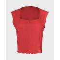 TOMMY JEANS WOMEN'S WAFFLE-KNIT TOP - DW0DW22220 - ECRU