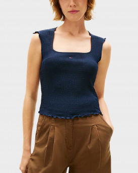 TOMMY JEANS ΓΥΝΑΙΚΕΙΟ ΑΜΑΝΙΚΟ ΓΚΟΦΡΕ ΤΟΠ - DW0DW22220 - ΜΠΛΕ