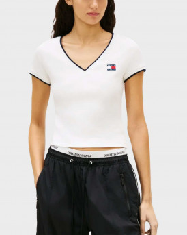 TOMMY JEANS ΓΥΝΑΙΚΕΙΟ ΤΟΠ ΜΕ V ΛΑΙΜΟΚΟΨΗ - DW0DW22275 - ΕΚΡΟΥ