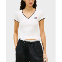 TOMMY JEANS ΓΥΝΑΙΚΕΙΟ ΤΟΠ ΜΕ V ΛΑΙΜΟΚΟΨΗ - DW0DW22275 - ΕΚΡΟΥ