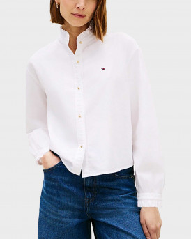 TOMMY HILFIGER ΓΥΝΑΙΚΕΙΟ ΠΟΥΚΑΜΙΣΟ CROPPED - WW0WW48914 - ΑΣΠΡΟ