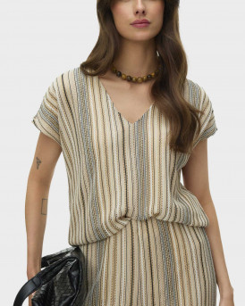 VERO MODA DEMI ΓΥΝΑΙΚΕΙΟ ΤΟΠ ΜΕ V ΛΑΙΜΟΚΟΨΗ - 10333684 - ΜΠΕΖ