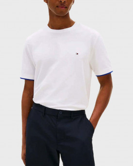 TOMMY HILFIGER PERFORMANCE TIPPED TEE ΑΝΔΡΙΚΗ ΚΟΝΤΟΜΑΝΙΚΗ ΜΠΛΟΥΖΑ - MW0MW38626 - ΑΣΠΡΟ