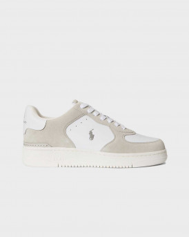 POLO RALPH LAUREN MASTERS COURT MEN'S LEATHER SUEDE SNEAKERS - 809P07174001 - WHITE