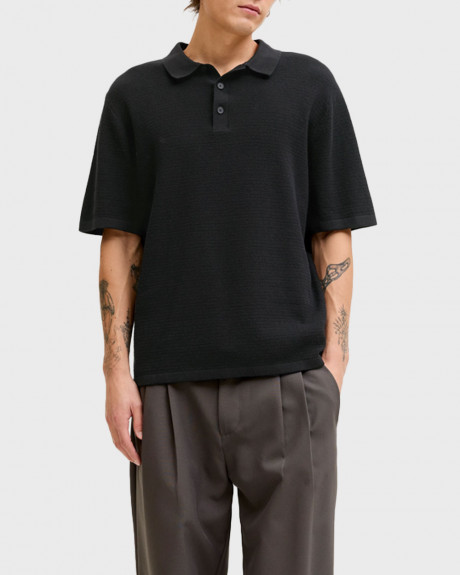 JACK & JONES MEN'S KNITTED SHORT SLEEVE POLO SHIRT - 12268281