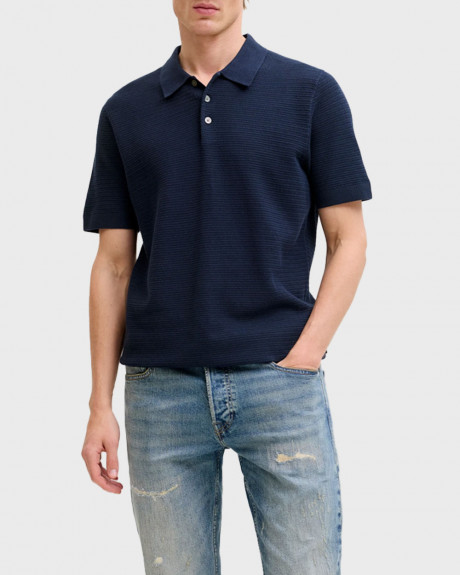 JACK & JONES MEN'S KNITTED SHORT SLEEVE POLO SHIRT - 12292034