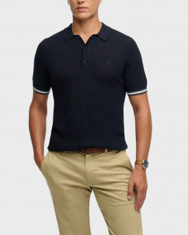 SUPERDRY TEXTURE POLO ΑΝΔΡΙΚΟ ΠΟΥΛΟΒΕΡ ΚΟΝΤΟΜΑΝΙΚΟ - M1110458A - ΜΠΛΕ