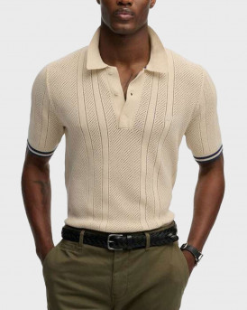 SUPERDRY TEXTURE POLO ΑΝΔΡΙΚΟ ΠΟΥΛΟΒΕΡ ΚΟΝΤΟΜΑΝΙΚΟ - M1110458A - ΕΚΡΟΥ