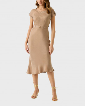 GUESS DALIA BE WOMEN'S MIDI DRESS - W6GK50W1950 - BEIGE