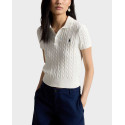 POLO RALPH LAUREN WOMEN'S CABLE-KNIT POLO SHIRT - 211972118501 - WHITE