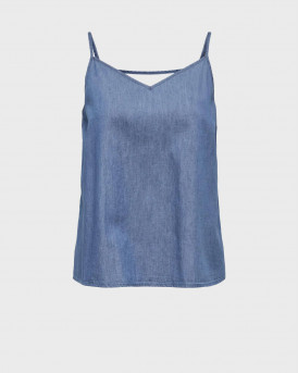 ONLY WOMEN'S DENIM V-NECK TOP - 15370334  - BLUE