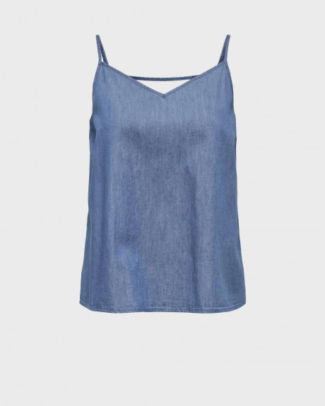 ONLY WOMEN'S DENIM V-NECK TOP - 15370334 