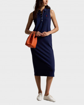 POLO RALPH LAUREN WOMEN'S MIDI SLEEVELESS DRESS - 211968292002 - BLUE