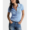 POLO RALPH LAUREN WOMEN'S CABLE-KNIT SHORT-SLEEVED CARDIGAN - 211963486500 - LIGHT BLUE