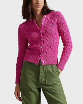 POLO RALPH LAUREN WOMEN'S CABLE-KNIT CARDIGAN - 211971868509 - FUCHSIA