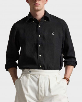 POLO RALPH LAUREN ΑΝΔΡΙΚΟ ΛΙΝΟ ΠΟΥΚΑΜΙΣΟ - 710966294019 - ΜΑΥΡΟ