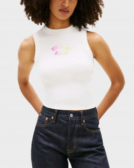 TOMMY JEANS WOMEN'S RIB TANK TOP - DW0DW22280 - ECRU