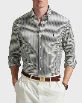 POLO RALPH LAUREN ΑΝΔΡΙΚΟ ΡΙΓΕ ΠΟΥΚΑΜΙΣΟ - 710Β15595006 - ΑΣΠΡΟ