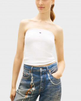 TOMMY JEANS WOMEN'S BANDEAU TOP - DW0DW22263 - ECRU