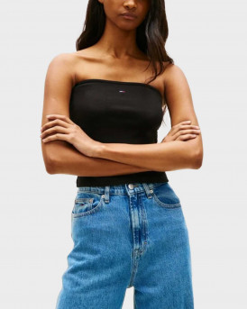 TOMMY JEANS WOMEN'S BANDEAU TOP - DW0DW22263 - BLACK