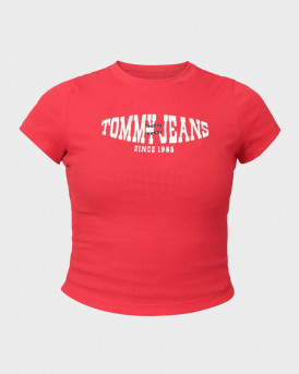 TOMMY JEANS WOMEN'S RIB T-SHIRT - DW0DW22272 - CORAL
