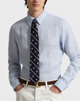 POLO RALPH LAUREN ΑΝΔΡΙΚΟ ΛΙΝΟ ΡΙΓΕ ΠΟΥΚΑΜΙΣΟ - 710Β15594005 - ΣΙΕΛ