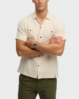 SUPERDRY THE MERCHANT STORE- TEXTURED ΑΝΔΡΙΚΟ ΚΟΝΤΟΜΑΝΙΚΟ ΠΟΥΚΑΜΙΣΟ - M4011123A - ΜΠΕΖ