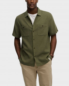 SUPERDRY THE MERCHANT STORE- TEXTURED ΑΝΔΡΙΚΟ ΚΟΝΤΟΜΑΝΙΚΟ ΠΟΥΚΑΜΙΣΟ - M4011123A - ΧΑΚΙ