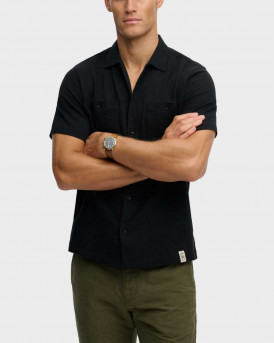 SUPERDRY THE MERCHANT STORE- TEXTURED ΑΝΔΡΙΚΟ ΚΟΝΤΟΜΑΝΙΚΟ ΠΟΥΚΑΜΙΣΟ - M4011123A - ΜΑΥΡΟ