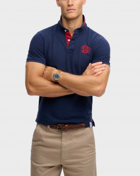 SUPERDRY OVIN PIQUE MONOGRAM ΑΝΔΡΙΚΗ ΚΟΝΤΟΜΑΝΙΚΗ ΠΟΛΟ ΜΠΛΟΥΖΑ - Μ1110465A - ΜΠΛΕ