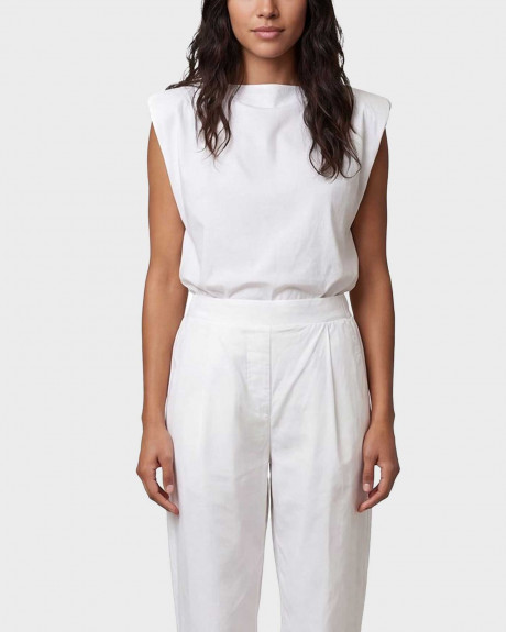 MY T WOMEN'S PADDED SHOULDERS SLEEVELESS TOP - S26T4086