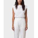 MY T WOMEN'S PADDED SHOULDERS SLEEVELESS TOP - S26T4086 - WHITE