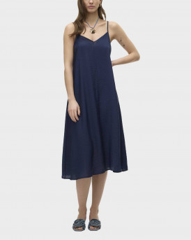 VERO MODA WOMEN'S MIDI V-NECK DRESS - 10303398 - BLUE