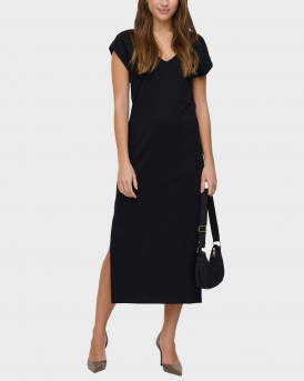 ONLY MARA WOMEN'S MIDI V-NECK DRESS - 15357675 - BLACK