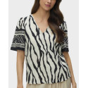 VERO MODA KAMILLE WOMEN'S V-NECK TOP - 10347549 - BLACK