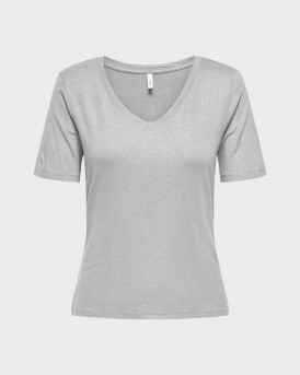 ONLY CARRIE WOMEN'S V-NECK TOP - 15367064 - GREY