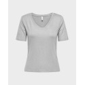 ONLY CARRIE WOMEN'S V-NECK TOP - 15367064 - GREY