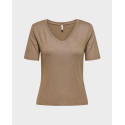ONLY CARRIE WOMEN'S V-NECK TOP - 15367064 - GREY