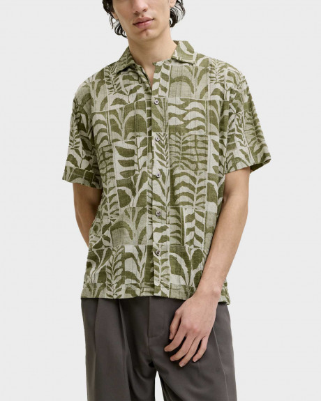 JACK & JONES JPRBLULYON PRINT DOBBY ΑΝΔΡΙΚΟ ΚΟΝΤΟΜΑΝΙΚΟ ΠΟΥΚΑΜΙΣΟ - 12291968